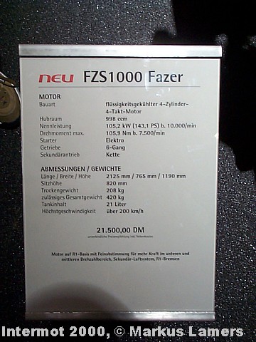 1000 Fazer - Datenblatt